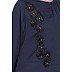 Designer Nida abaya with patchwork- Navy Blue